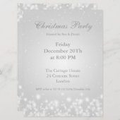 Invitation de fête blanche élégante hiver scintill (Devant / Derrière)