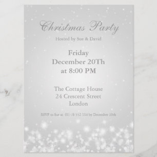 Invitation de fête blanche élégante hiver scintill