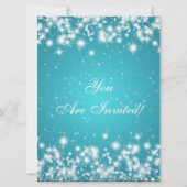 Invitation de fête bleu élégant scintillant person (Dos)