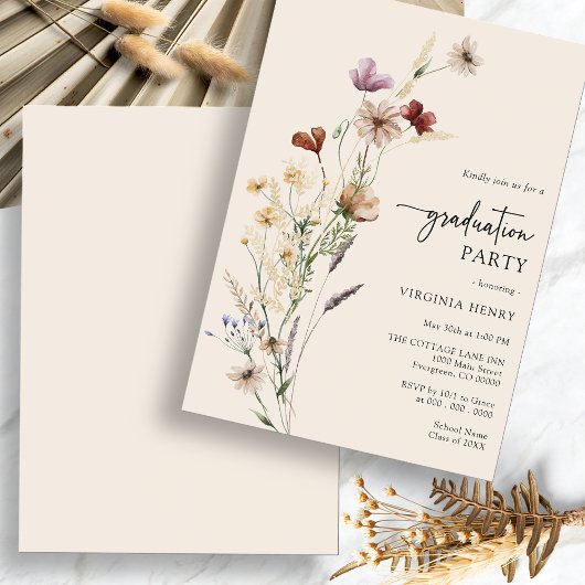 Invitation de fête bohème de remise de diplômes