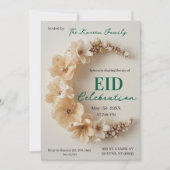 Invitation de fête Boho Floral Crescent Eid (Devant)