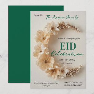 Invitation de fête Boho Floral Crescent Eid