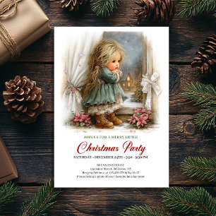Invitation de fête charmante pour fille pour Noël