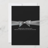 Invitation de fête chic à nœud noir et argent (Dos)