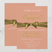 Invitation de fête chic avec ruban de fiançailles (Devant / Derrière)