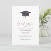 Invitation de fête chic noire et rose gold typogra (Debout devant)