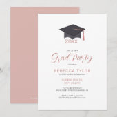 Invitation de fête chic noire et rose gold typogra (Devant / Derrière)