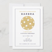 Invitation de fête chic Pickleball Party Gold Blac (Devant)