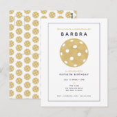 Invitation de fête chic Pickleball Party or Gold B (Devant / Derrière)