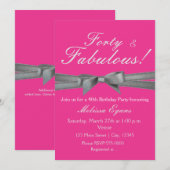 Invitation de fête chic rose chaud et argent (Devant / Derrière)