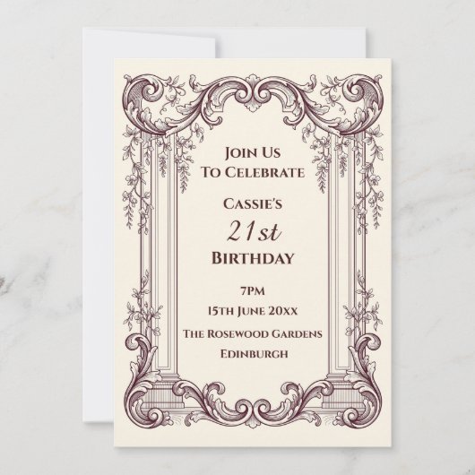 Invitation de fête classique ornée élégante (Devant)