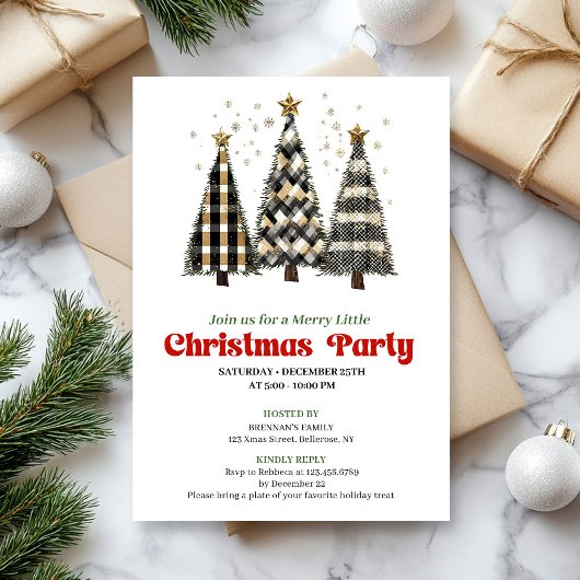 Invitation de fête classique pour un arbre de Noël
