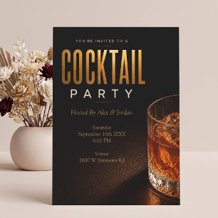 Invitation de fête cocktail en or moderne