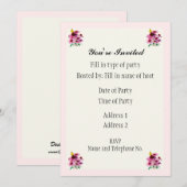 Invitation de fête - Conception Daisy (Devant / Derrière)