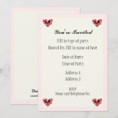 Invitation de fête - Conception de rose (Devant / Derrière)