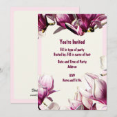 Invitation de fête - Conception Magnolia (Devant / Derrière)