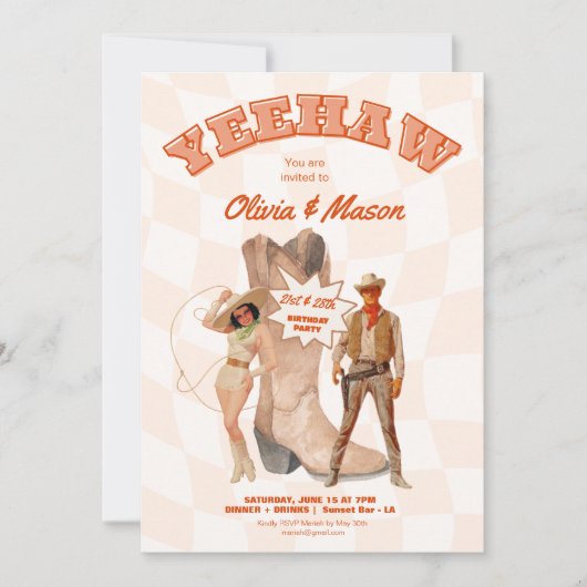 Invitation de fête conjointe Botte de cowboy weste (Devant)