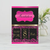 Invitation de fête Cool Hot Pink & Black Leopard (Debout devant)