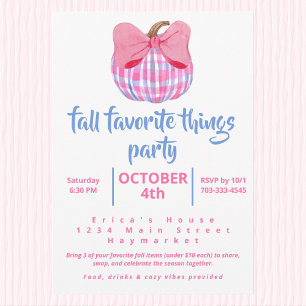 Invitation de fête Coquette Plaid Pumpkin pour les