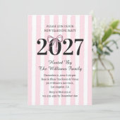 Invitation de fête Coquette Rose Rayée pour la Sai (Debout devant)