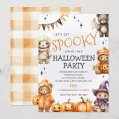 Invitation de fête costumée Halloween avec un ours (Devant / Derrière)