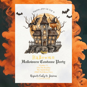Invitation de fête costumée Halloween Château ha