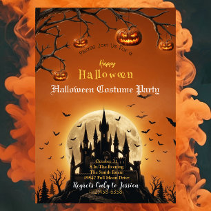 Invitation de fête costumée Halloween Château ha