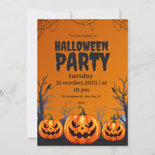 Invitation de fête costumée Halloween - Conception (Devant)