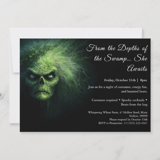 Invitation de fête costumée Halloween de sorcière (Devant)