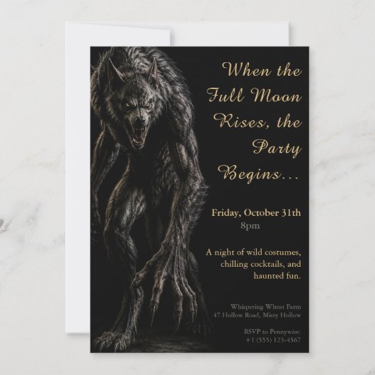 Invitation de fête costumée pour Halloween avec hu (Devant)