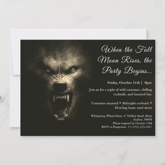 Invitation de fête costumée pour Halloween avec hu (Devant)