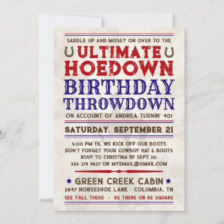 Invitation de fête Country Western Cowboy Hoedown