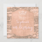 Invitation de fête Couronne de Princesse Rose Gold (Devant)
