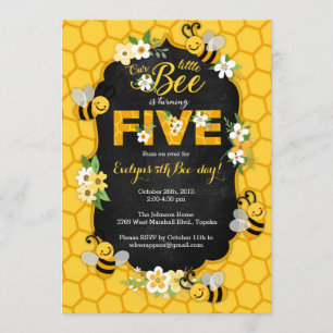 Invitation de fête d'abeille 5e anniversaire - Ann