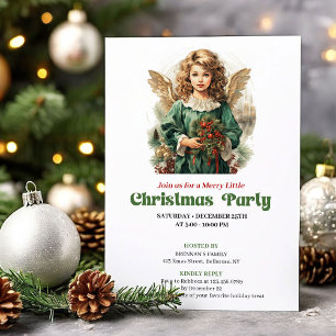 Invitation de fête d'ange de Noël victorien chic