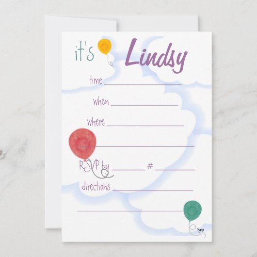 Invitation de fête d'anniversaire (Dos)