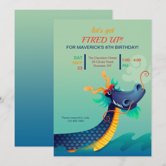 Invitation de fête d'anniversaire (Devant / Derrière)