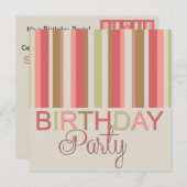 Invitation de fête d'anniversaire (Devant / Derrière)