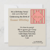 Invitation de fête d'anniversaire (Dos)