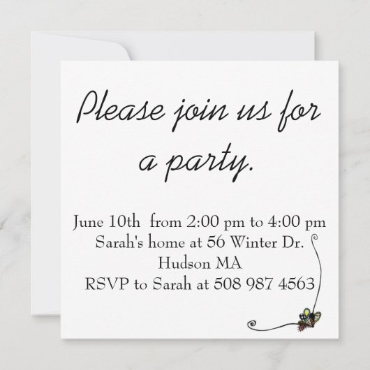 Invitation de fête d'anniversaire (Dos)