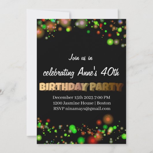 Invitation de fête d'anniversaire (Devant)