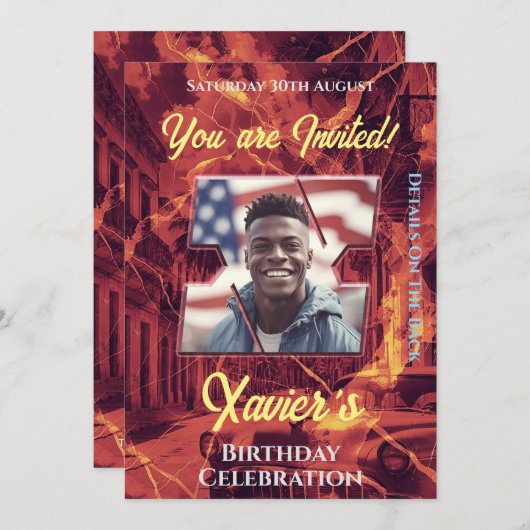 Invitation de fête d'anniversaire (Devant / Derrière)