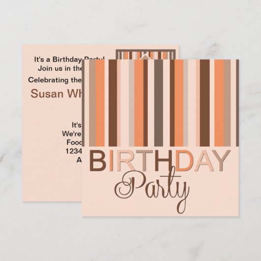 Invitation de fête d'anniversaire (Devant / Derrière)