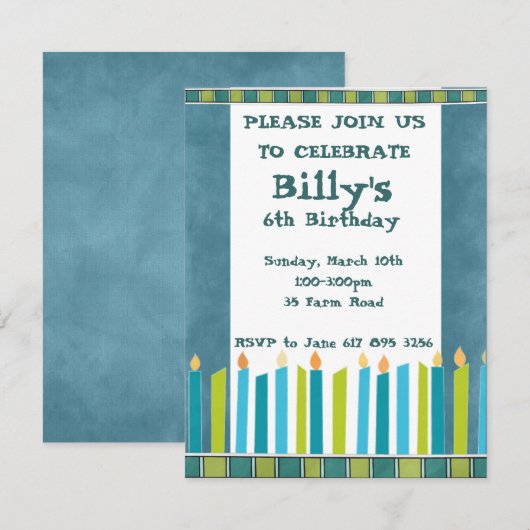 Invitation de fête d'anniversaire (Devant / Derrière)