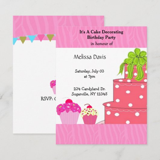 Invitation de fête d'anniversaire (Devant / Derrière)