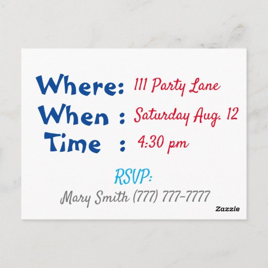 Invitation de fête d'anniversaire (Dos)