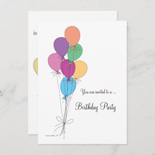 Invitation de fête d'anniversaire (Devant / Derrière)