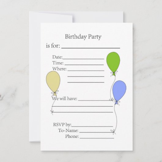 Invitation de fête d'anniversaire (Dos)