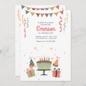 Invitation de fête d'anniversaire (Devant / Derrière)