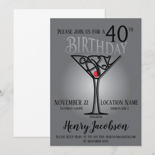 Invitation de fête d'anniversaire (Devant / Derrière)